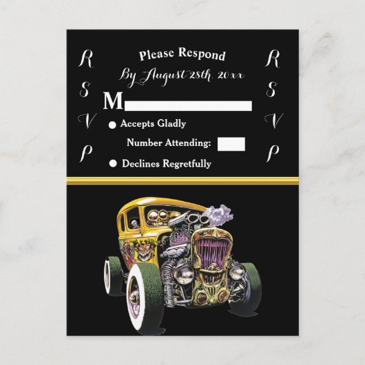 Huwelijksuitnodiging en gele hete staaf uitnodiging briefkaart (Voorkant)