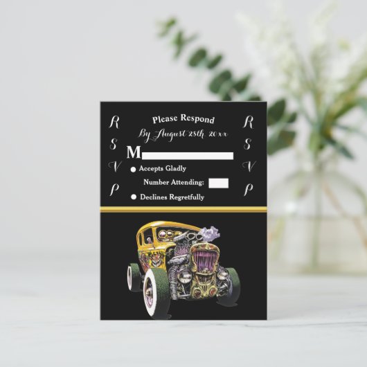 Huwelijksuitnodiging en gele hete staaf uitnodiging briefkaart (Staand voorkant)