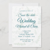 Huwelijksuitnodiging Eucalyptus Floral met RSVP Kaart (Voorkant)