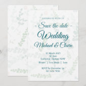 Huwelijksuitnodiging Eucalyptus Floral met RSVP Kaart (Voorkant / Achterkant)