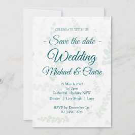 Huwelijksuitnodiging Eucalyptus Floral met RSVP Kaart