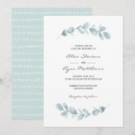 huwelijksuitnodiging | Eucalyptus garden-waterverf Kaart