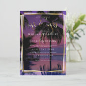 huwelijksuitnodiging | Exotisch tropisch nachtstra Kaart (Staand voorkant)