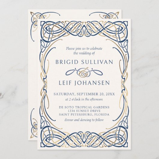 Huwelijksuitnodiging Fantasy Keltische Middeleeuws Kaart (Voorkant / Achterkant)