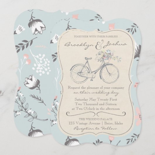 HUWELIJKSUITNODIGING | Fietsliefde Trouwen Kaart (Voorkant / Achterkant)