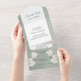 Huwelijksuitnodiging Floral Bewaar de datum All In One Uitnodiging