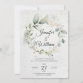 Huwelijksuitnodiging Floral Minimalist Green Kaart (Voorkant)