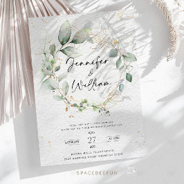 Huwelijksuitnodiging Floral Minimalist Green Kaart
