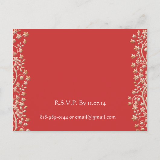 Huwelijksuitnodiging Floral Red Rose Save the Date Aankondigingskaart (Achterkant)