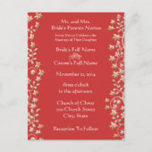 Huwelijksuitnodiging Floral Red Rose Save the Date Aankondigingskaart (Voorkant)