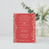 Huwelijksuitnodiging Floral Red Rose Save the Date Aankondigingskaart (Staand voorkant)