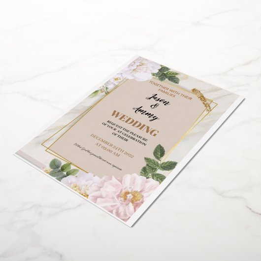 huwelijksuitnodiging folie uitnodiging (Gedraaid)