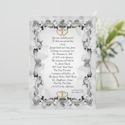 Huwelijksuitnodiging formeel elegant kaart (Staand voorkant)