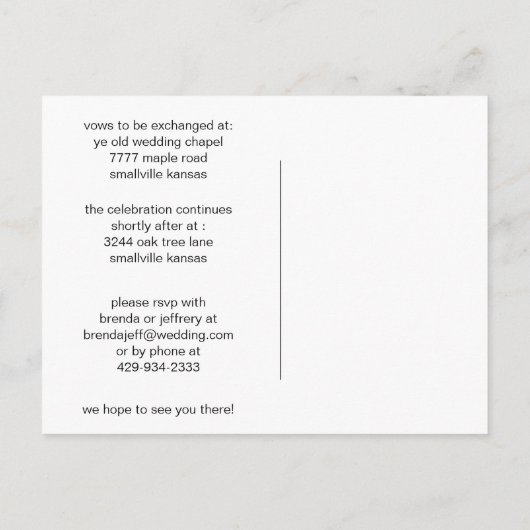 huwelijksuitnodiging Foto's Afbeeldingen Uitnodiging Briefkaart (Achterkant)