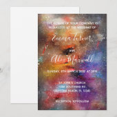huwelijksuitnodiging | Galaxy-aquarelscript Kaart (Voorkant / Achterkant)