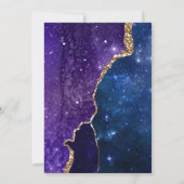 Huwelijksuitnodiging Galaxy Blauw Paars Goud Agaat Kaart (Achterkant)