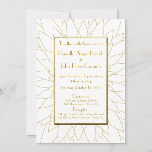 Huwelijksuitnodiging, geweldige gatsby, dahlia geo kaart (Voorkant)