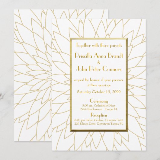 Huwelijksuitnodiging, geweldige gatsby, dahlia geo kaart (Voorkant / Achterkant)