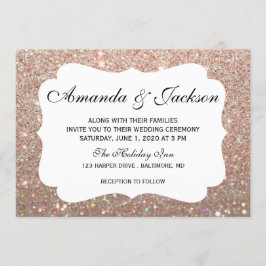 Huwelijksuitnodiging - Glit Fab Two - Roos Gold Kaart