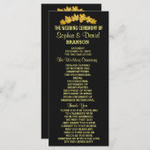 huwelijksuitnodiging | Gold Herfst Foliage Leather Programmakaart (Voorkant / Achterkant)