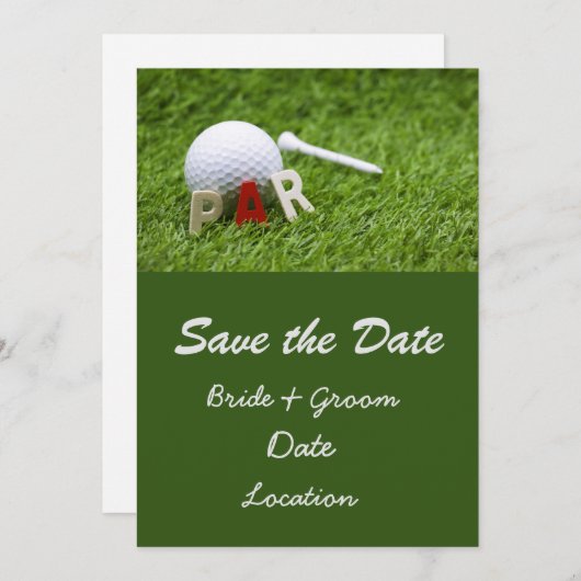 Huwelijksuitnodiging golf save the date par om te  kaart (Voorkant / Achterkant)