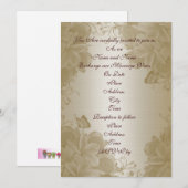 Huwelijksuitnodiging goud satijn plumeria kaart (Voorkant / Achterkant)