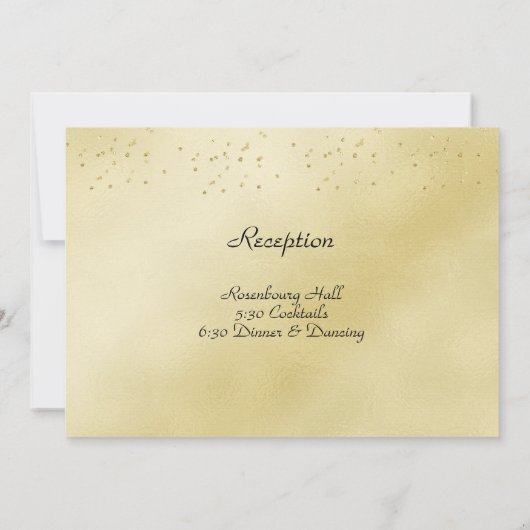 Huwelijksuitnodiging Gouden Confetti Gouden Harten Kaart (Achterkant)