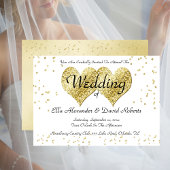 Huwelijksuitnodiging Gouden Confetti Gouden Harten Kaart