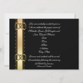 Huwelijksuitnodiging gouden harten op zwart kaart (Achterkant)