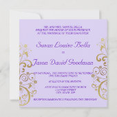 Huwelijksuitnodiging - Gouden wervelingen & Lavend Kaart (Achterkant)