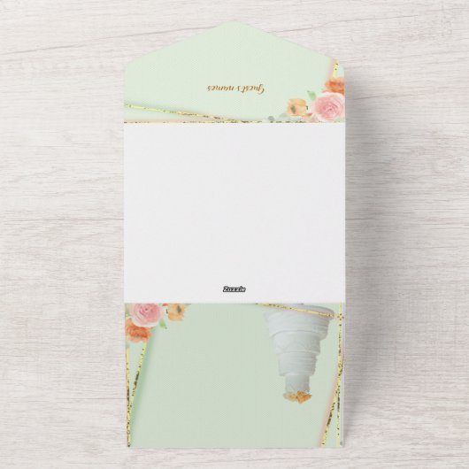 ** Huwelijksuitnodiging groen All In One Uitnodiging (Buitenkant)