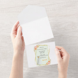 ** Huwelijksuitnodiging groen All In One Uitnodiging