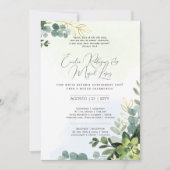 Huwelijksuitnodiging Groen Bladeren Kaart (Voorkant)