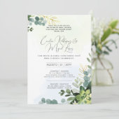 Huwelijksuitnodiging Groen Bladeren Kaart (Staand voorkant)