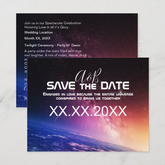 Huwelijksuitnodiging Hemels Kaart (Voorkant / Achterkant)