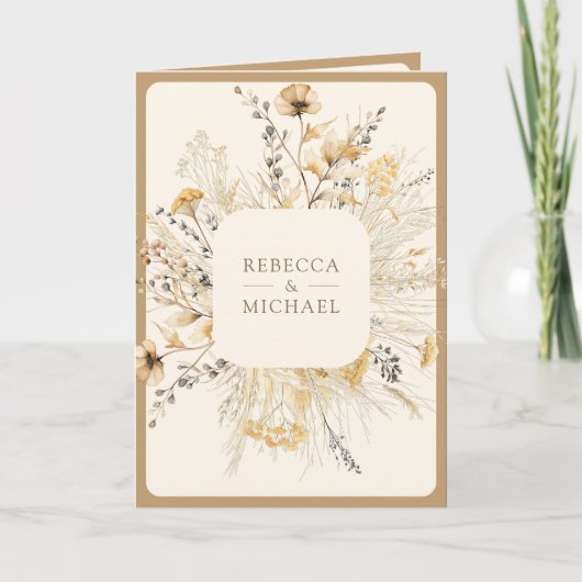 Huwelijksuitnodiging herfst boho wilde bloemen QR- (Voorkant)