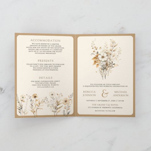 Huwelijksuitnodiging herfst boho wilde bloemen QR- (Binnen)