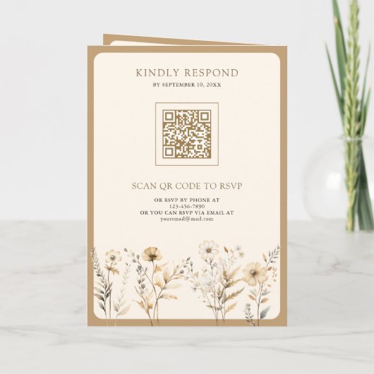 Huwelijksuitnodiging herfst boho wilde bloemen QR- (Achterkant)