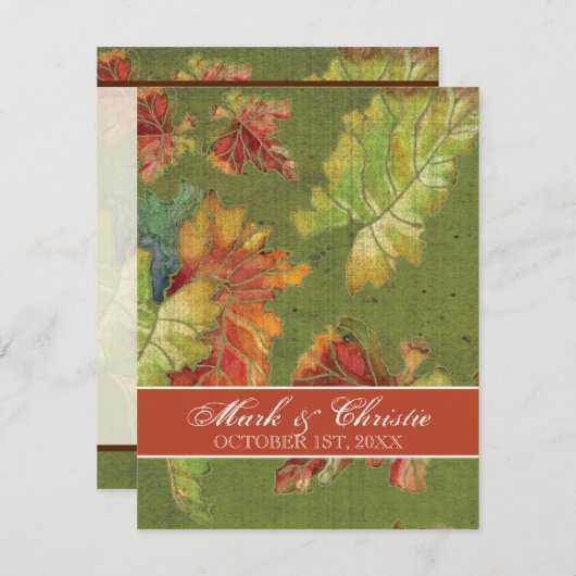 Huwelijksuitnodiging Herfst Druivenblad Batik Kaart (Voorkant / Achterkant)