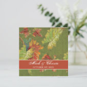 Huwelijksuitnodiging Herfst Druivenblad Batik Kaart (Staand voorkant)