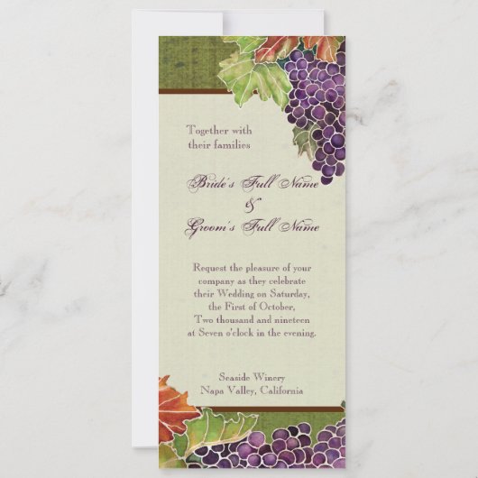Huwelijksuitnodiging Herfst Druivenblad Kaart (Achterkant)