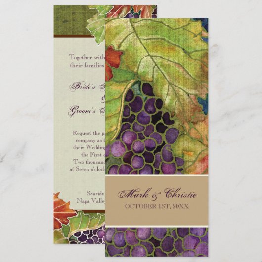 Huwelijksuitnodiging Herfst Druivenblad Kaart (Voorkant / Achterkant)