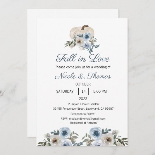 Huwelijksuitnodiging, Herfst in Liefde Bruiloft Kaart (Voorkant / Achterkant)