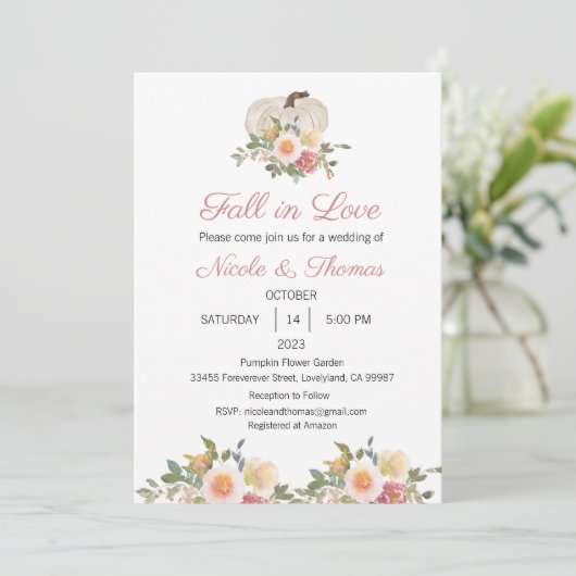 Huwelijksuitnodiging, Herfst in Liefde Bruiloft Kaart (Staand voorkant)