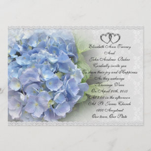 Huwelijksuitnodiging Hortensia en Kant Kaart