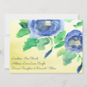 Huwelijksuitnodiging in aquarel blauwe Rozen Kaart (Achterkant)