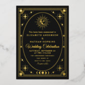 Huwelijksuitnodiging in folie van Celestial Black Uitnodiging (Voorkant)