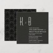 huwelijksuitnodiging in Midnight damask Kaart (Voorkant / Achterkant)