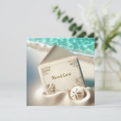 Huwelijksuitnodiging In Strandzand Met Zanddollar Save The Date (Staand voorkant)