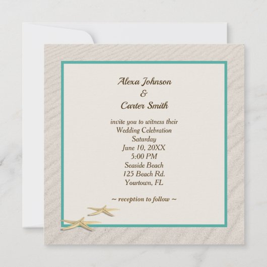 Huwelijksuitnodiging In Strandzand Met Zanddollar Save The Date (Achterkant)